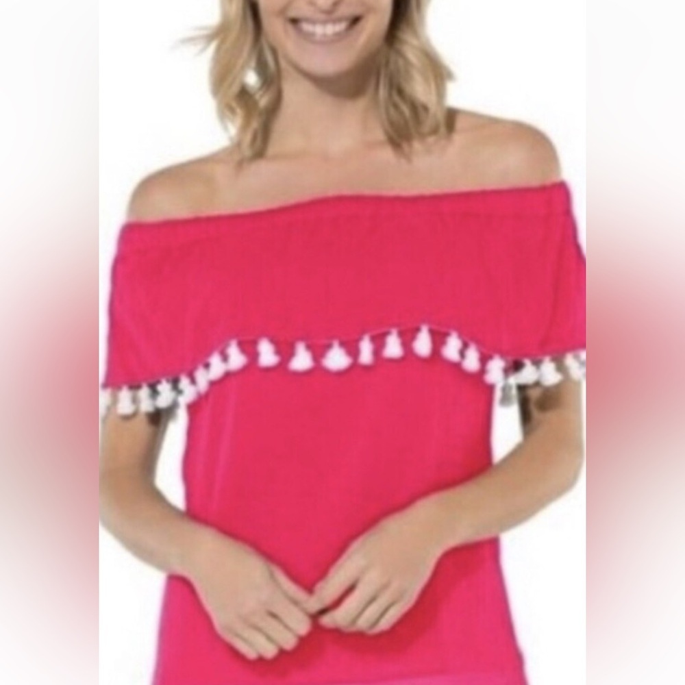 Sail to Sable 100% Cotton Pink Bohemian Dress with White Accents.